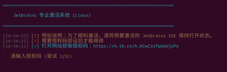 输入授权码